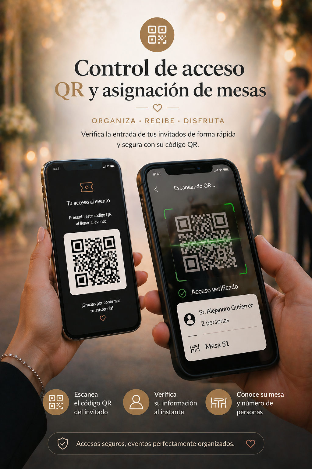 Control de acceso QR y asignación de mesa