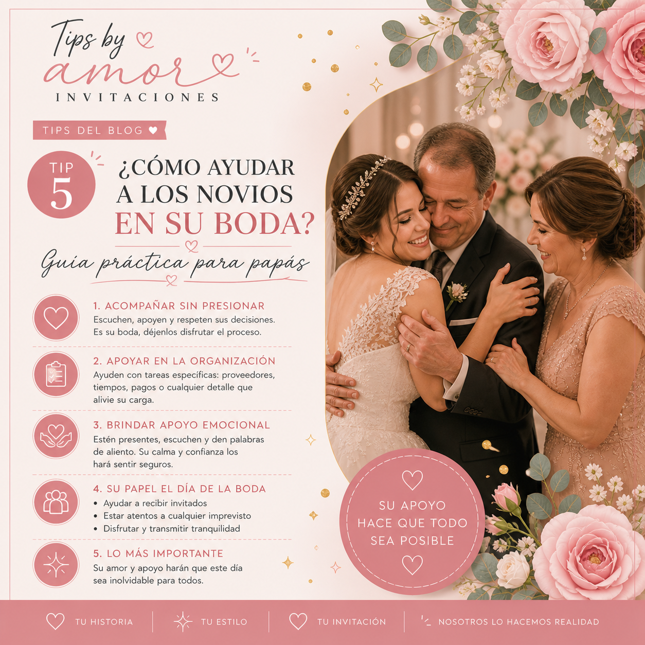 ¿Cómo ayudar a los novios en su boda? Guía práctica para papás